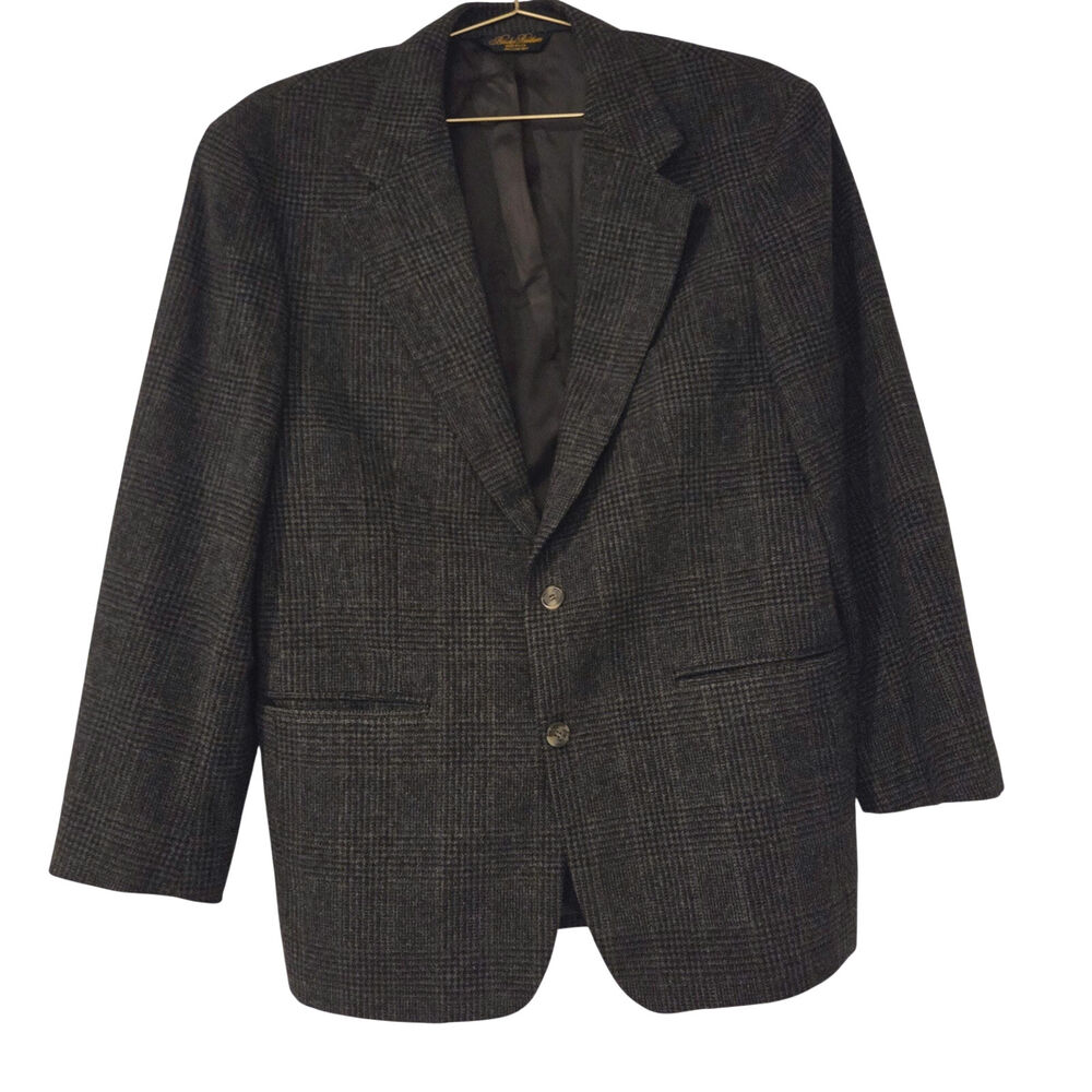 Brooks Brothers Camelhair houndstooth print gray blazer size 39 short